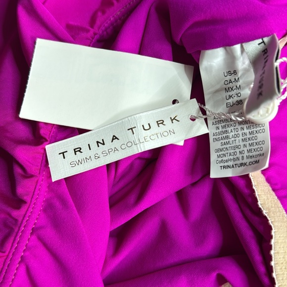 NEW Trina Turk 6 one piece swimsuit Pink Off-Shoulder Swimsuit nwt spa beach - Picture 6 of 7